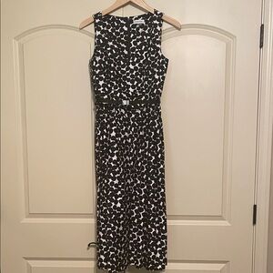 Calvin Klein Black and White Sleeveless Midi Dress
